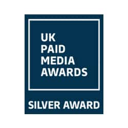 UK Paid Media Awards 2022 Silver Award Badge 250x250px V1