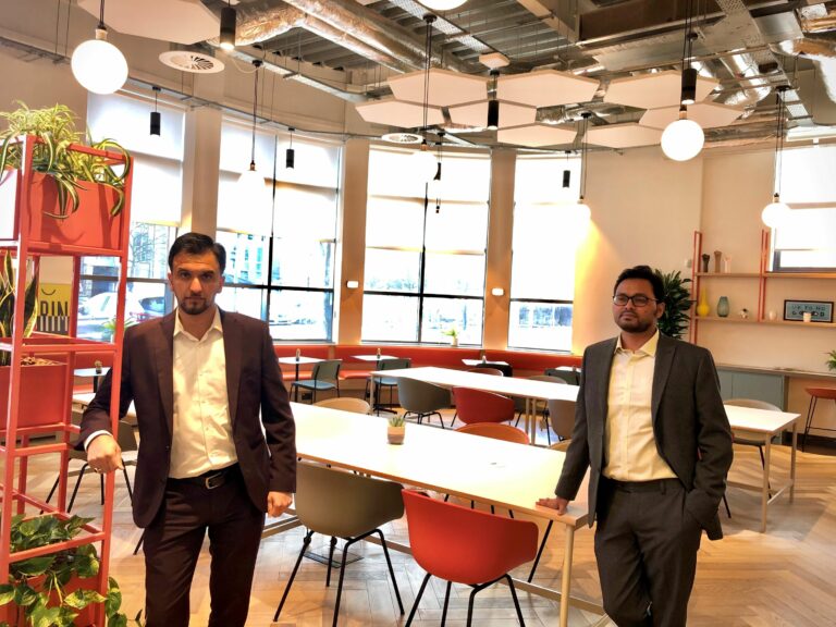 Twin Dynamics co-founders Noukheaz Ahmed (left) and Shrawasti Sahare