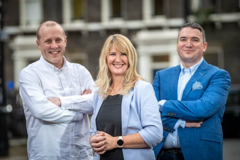 Core Consults' Tom Salmon (left) with founders Caroline Dunlea and David Brett