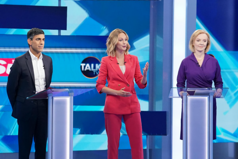 Kate McCann (centre) at last night's debate (Talk TV)