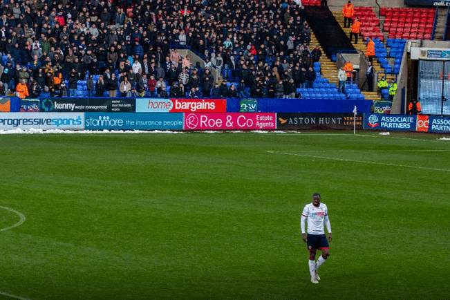Roe and Co branding at Bolton's stadium