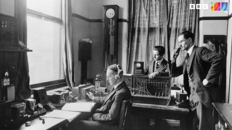 Control room for BBC 5NG Nottingham in 1928, courtesy BBC