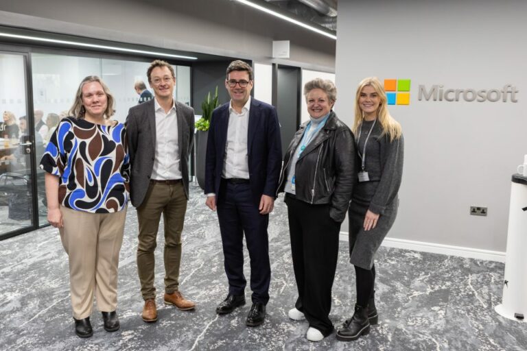 Andy Burnham with members of Microsoft's Manchester team