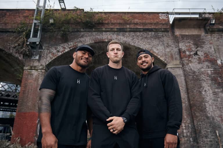 Looseheadz ambassadors Manu Tuilagi, Sam James, Denny Solomona (l-r)