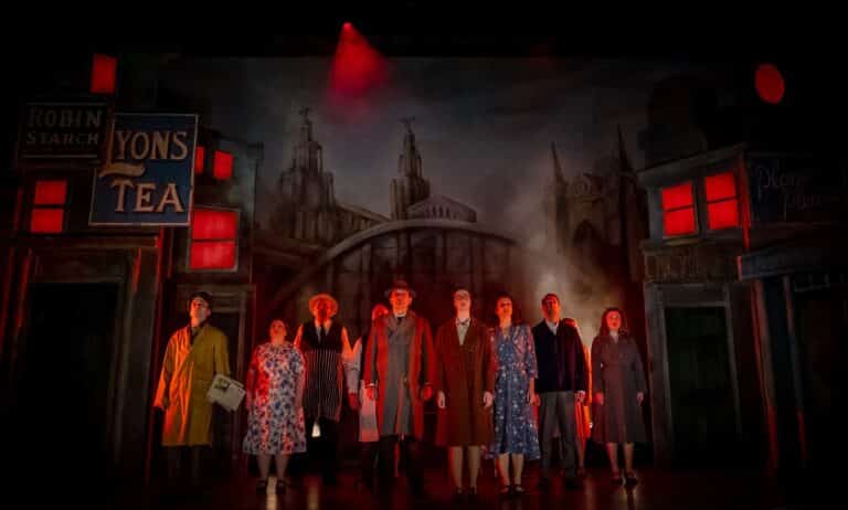 The full cast of By the Waters of Liverpool, photo Anthony Robling
